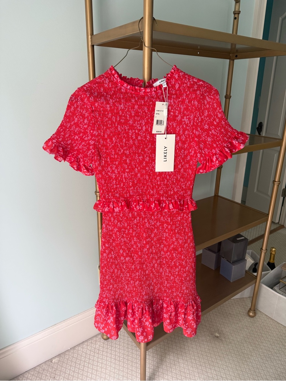 Likely Women’s Bright Red Floral Ruffle Dress